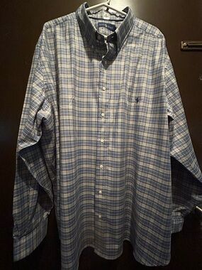 Polo Ralph Lauren Classic-Fit Shirt Button Down blue Plaid Cotton 4XB NWT $90.00